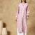 Chinkari muave  color embroided roman silk kurta for women   - v- neck-full sleeves