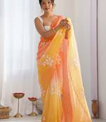 crush embroidered saree with sequins work unstitched blouse