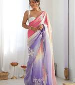 crush embroidered saree with sequins work unstitched blouse