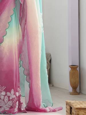 crush embroidered saree with sequins work unstitched blouse 5