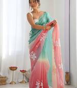 crush embroidered saree with sequins work unstitched blouse