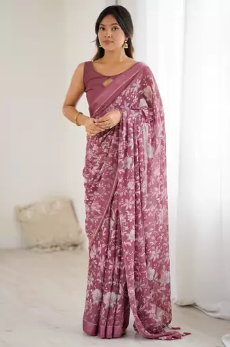 bright moss satin patta printed saree