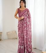 bright moss satin patta printed saree