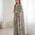 bright moss satin patta printed saree