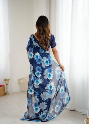 stunning georgette saree with mirror work 4