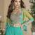 sea green colour jacket style palazzo readymade suit set for festive 