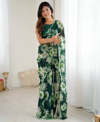 stunning georgette saree with mirror work 3