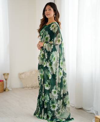 stunning georgette saree with mirror work 5