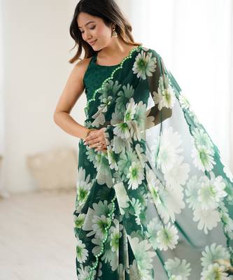 stunning georgette saree with mirror work 6
