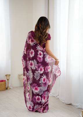 stunning georgette saree with mirror work 4