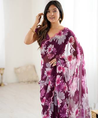 stunning georgette saree with mirror work 6