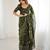 georgette printed foil work with small zalar lace saree & unstitched blouse piece