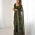 georgette printed foil work with small zalar lace saree & unstitched blouse piece
