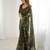 georgette printed foil work with small zalar lace saree & unstitched blouse piece