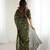 georgette printed foil work with small zalar lace saree & unstitched blouse piece