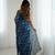 georgette printed foil work with small zalar lace saree & unstitched blouse piece