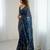 georgette printed foil work with small zalar lace saree & unstitched blouse piece