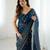 georgette printed foil work with small zalar lace saree & unstitched blouse piece