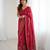 georgette printed foil work with small zalar lace saree & unstitched blouse piece