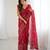georgette printed foil work with small zalar lace saree & unstitched blouse piece