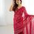 georgette printed foil work with small zalar lace saree & unstitched blouse piece