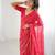 georgette printed foil work with small zalar lace saree & unstitched blouse piece