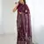 georgette printed foil work with small zalar lace saree & unstitched blouse piece