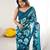 bright moss satin patta printed saree