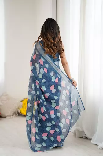 linen patta printed saree