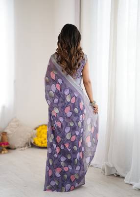 linen patta printed saree 4