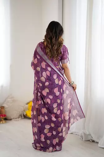 linen patta printed saree