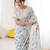 bright moss satin patta printed saree
