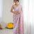 bright moss satin patta printed saree