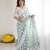 bright moss satin patta printed saree