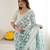 bright moss satin patta printed saree