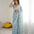 bright moss satin patta printed saree