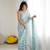 bright moss satin patta printed saree