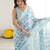bright moss satin patta printed saree