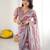 georgette printed saree with mirror work border