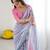 georgette printed saree with mirror work border