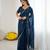 embellished star georgette embroidery work and moti work saree