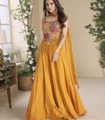 mustard colour palazzo style readymade suit set for festive