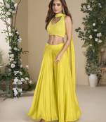 yellow colour beads work festive palazzo set