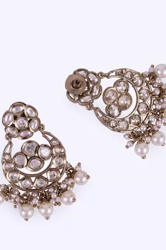 Marvellous round shape and pearls guchha gold plated choker necklace set for women and girls