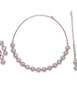 Excellent round shape cz studded gold plated choker necklace set with maangikka for women and girls