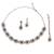 Flowing round shape cz studded gold plated green stone choker necklace set with maangikka for women and girls