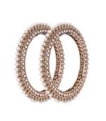 Pretty glimmery round shape gold plated brown stone set of 2 bangles for women