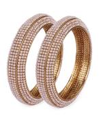 Stylish modish gold plated pearl set of 2 bangles for women