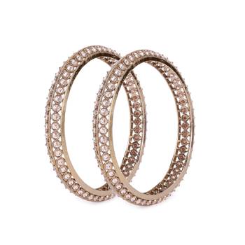 Traditional astonish round shape gold plated brown stone set of 2 bangles for women 1