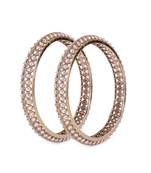 Traditional astonish round shape gold plated brown stone set of 2 bangles for women